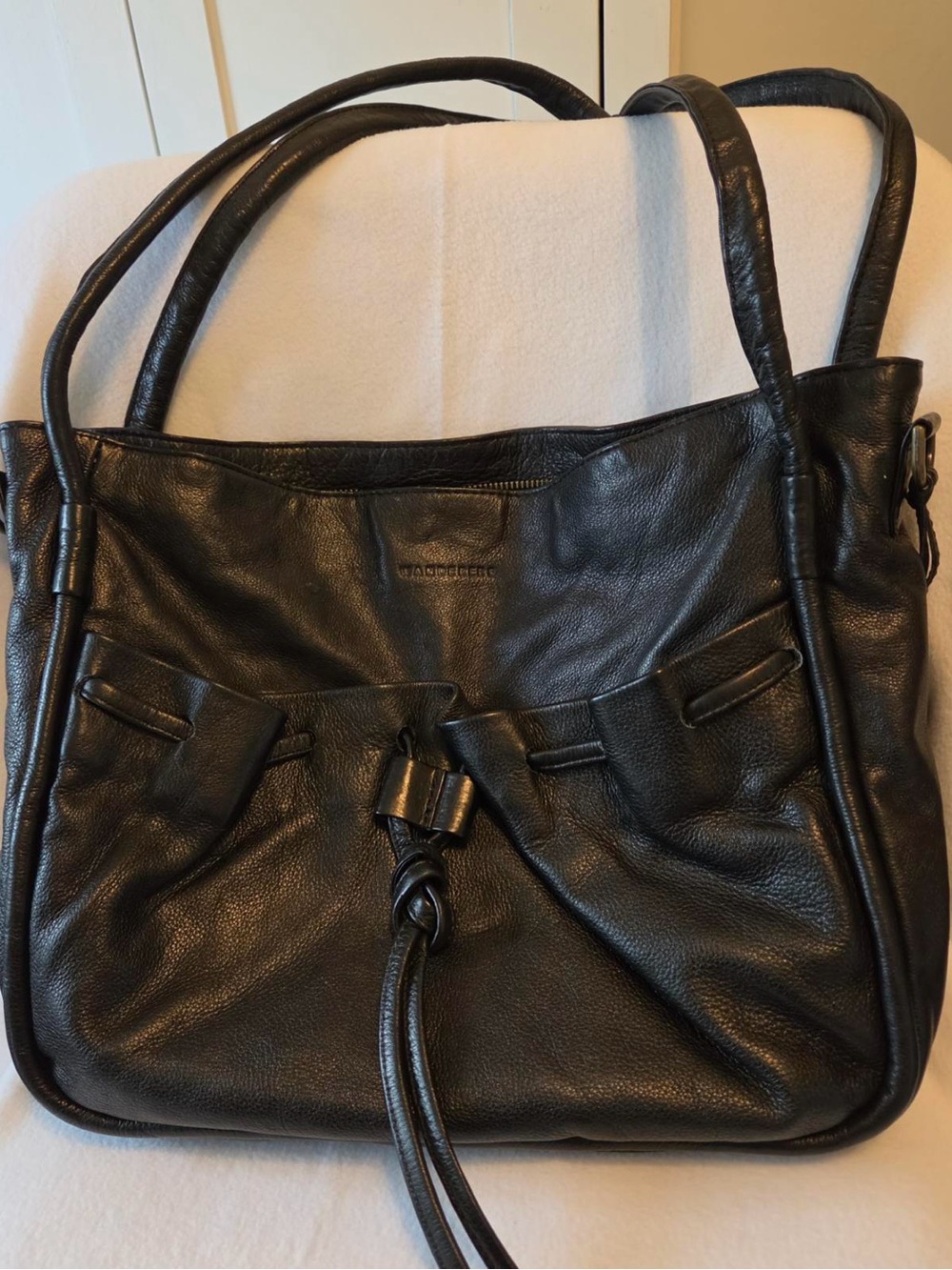 Wanderers Travel Co. Black Leather Shoulder Bag